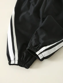 SHEIN 2pcs/Set Baby Boy Autumn/Winter Casual Striped Half-Zip Sweatshirt And Pants Sports Outfit - Multicolor - View 8
