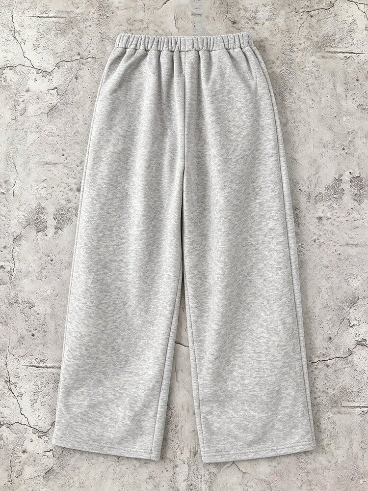 SHEIN Kids Tween Boy Casual Streetwear Sports Grey Sweatpants Straight Leg Pants, Y2K Bottoms, Suitable For Fall/Winter, School, Family Gatherings, Vacations, Parties, FallOutfit, WinterOutfit - Grey - View 5