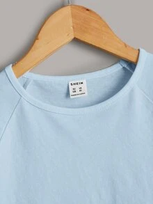 Maija Kids Maija Kids 青少年女孩藍色袖子兒童荷葉邊飾 T 恤，適合度假、外出、休閒穿著，藍色，休閒 T 恤 - 藍色 - 查看 5