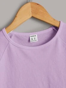 Maija Kids Maija Kids 青少年女孩紫色袖子兒童荷葉邊T恤，適合度假、外出、休閒穿著，紫色下擺，休閒T恤 - 淡紫色 - 查看 6
