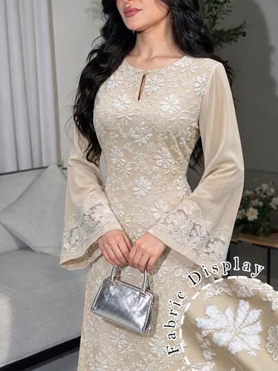 Yasmyna Autumn/Winter Gentle Elegant Fashionable Versatile Lace Cuff Water Drop Neck Women's Dress