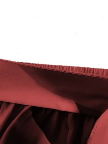 Ceyna Plus Size Front Tie All-Over Allover Print Skirt, Casual Everyday Wear - Burgundy - View 5