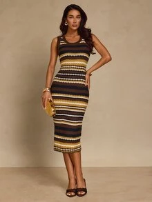Glamine Women's Street Striped Colorblock Knit Dress - Multicolor - View 7