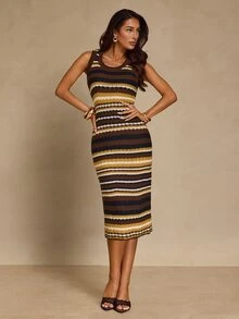 Glamine Women's Street Striped Colorblock Knit Dress - Multicolor - View 4