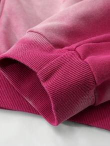 ROMWE MEN Street Life Men's Plus Size Washed Distressed Long Sleeve Zip-Up Hooded Sweatshirt With Drawstring - Pink - View 3