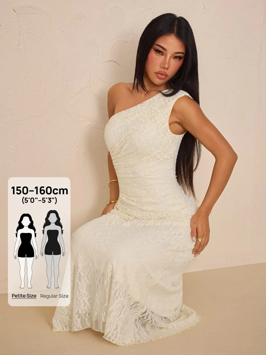 SHEIN PETITE Elegant A-Line Sleeveless Dress For Petite Women-Casual, Party-Ready, And Waist-Defining. - Apricot - View 1