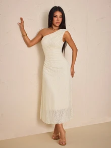 SHEIN PETITE Elegant A-Line Sleeveless Dress For Petite Women-Casual, Party-Ready, And Waist-Defining. - Apricot - View 6