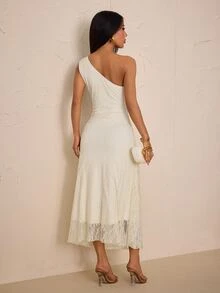 SHEIN PETITE Elegant A-Line Sleeveless Dress For Petite Women-Casual, Party-Ready, And Waist-Defining. - Apricot - View 2