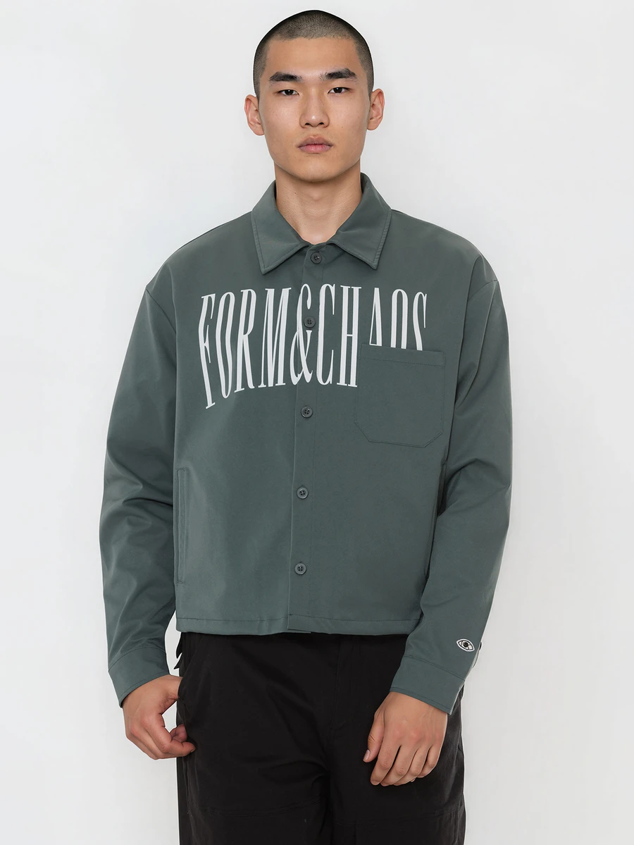 FORM&CHAOS Men's Fall/ Long Sleeve Letter Print Shirt Holiday Vacation Streetwear - Green - View 1