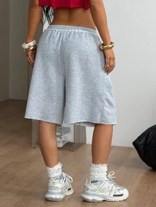 Coolane Women's Summer Streetwear Daily Wear Homecoming Casual Sport Basic Going Out  Grey Baggy Low Rise Bermuda Crotch Pants - Grey - View 6