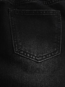 SHEIN Tween Boy Denim Jeans Streetwear 2000s Star Rhinestone + Shiny Crystal Design Loose Straight Wide Leg Fit Black Washed Holiday Summer - Black - View 5