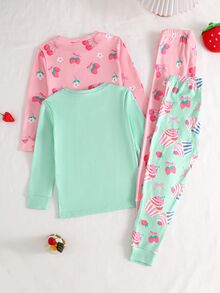 4PCS Young Girls Pajamas - Multicolor - View 2