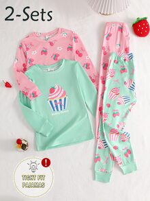 4PCS Young Girls Pajamas - Multicolor - View 3