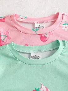 4PCS Young Girls Pajamas - Multicolor - View 8