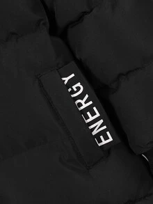 SHEIN 男童棉質加厚夾克外套，戶外街頭紳士風，厚實保暖，秋冬款 - 黑色 - 查看 6