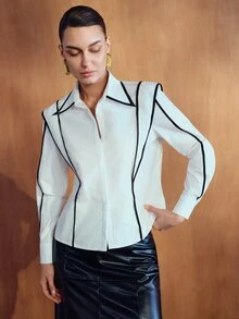 MOTF PREMIUM 26 KEMEJA WANITA 100% KATUN PATCHWORK MUSIM SEMI/PANAS - Putih - View 4