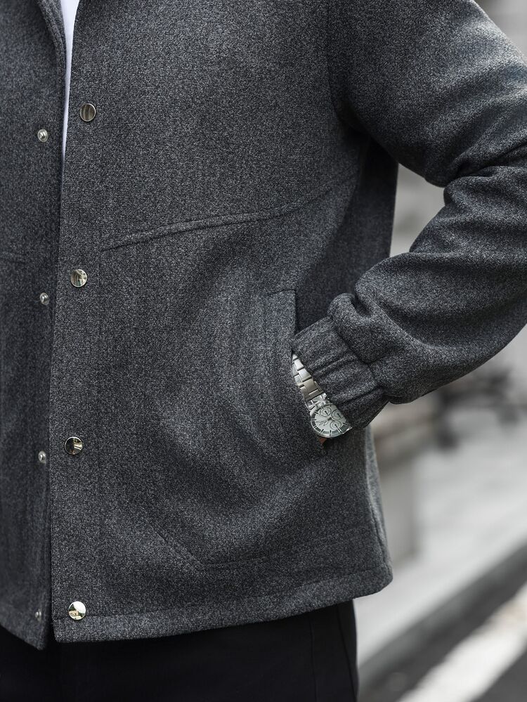 Manfinity CasualCool Men's Solid Color Casual Overcoat With Pocket Design, Suitable For Daily Commute Wear, Also An Ideal Gift For Boyfriend And Husband - Grey - View 6