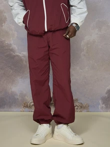 Emperor Men's Fall Colorblock Loose Fit Sports Pants Work Burgundy Streetwear - Multicolor - View 4