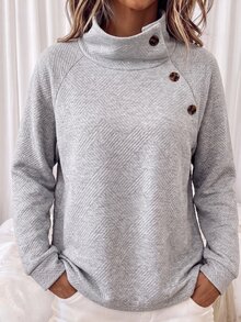 Holdful Holdful Casual Home Commute Comfortable Daily Wear Loose Fit Long Sleeve Women's Top Grey Spring Autumn Winter - Grey - View 1
