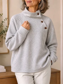 Holdful Holdful Casual Home Commute Comfortable Daily Wear Loose Fit Long Sleeve Women's Top Grey Spring Autumn Winter - Grey - View 5