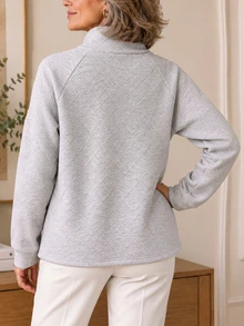 Holdful Holdful Casual Home Commute Comfortable Daily Wear Loose Fit Long Sleeve Women's Top Grey Spring Autumn Winter - Grey - View 2
