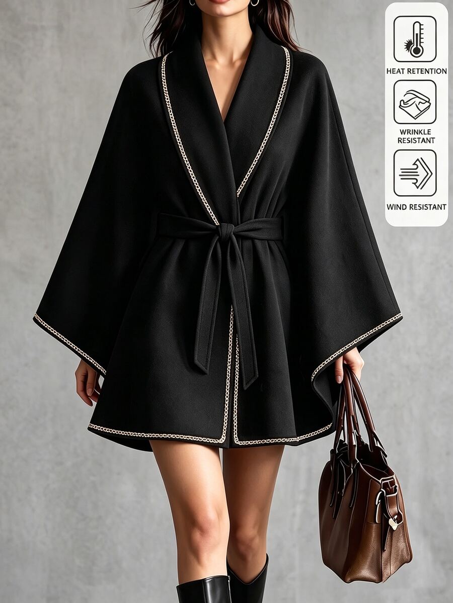 SHEIN LUNE Damski jesienny elegancki casualowy płaszcz z kołnierzem ...