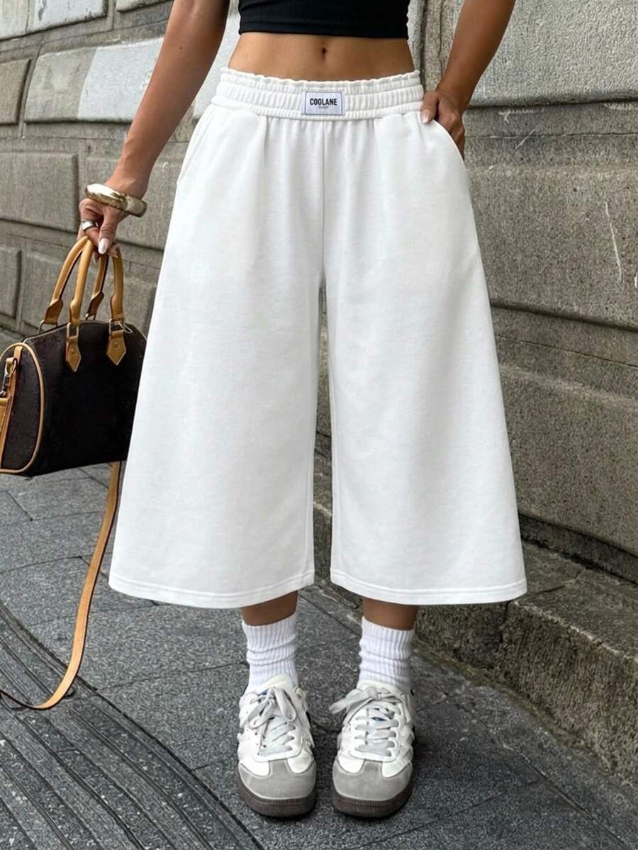 Coolane 女款秋冬街頭風運動休閒外出居家運動服 翻領長褲 白色針織毛衣短褲 適合健身、跑步、運動