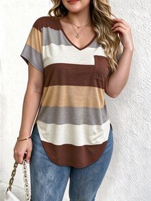 Bytebia Bytebia Women's Regular-Fit V-Neck T-Shirt With Contrast Stripe Print - Black - View 4