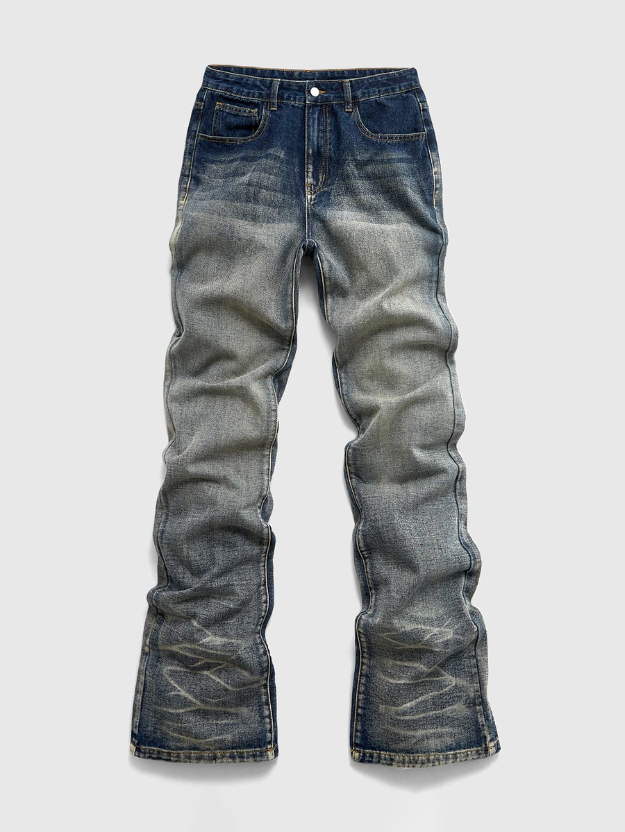 ROMWE MEN Men's Washed Distressed Layered Flare Jeans - Multicolor - View 1