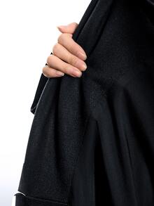 LYSMO Women's Solid Color Casual Minimalist Grunge Versatile Daily Overcoat Everyday Black Fall - Black - View 10