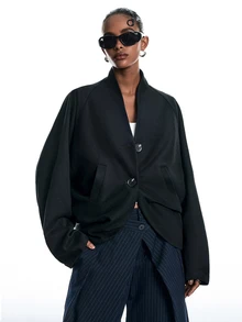 LYSMO Women's Solid Color Casual Minimalist Grunge Versatile Daily Overcoat Everyday Black Fall - Black - View 1