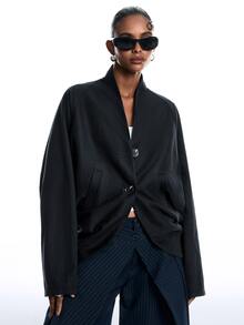 LYSMO Women's Solid Color Casual Minimalist Grunge Versatile Daily Overcoat Everyday Black Fall - Black - View 8