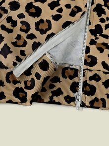 Lalippa Women's Leopard Print Long Sleeve Zip-Up Hooded Sweatshirt - Multicolor - View 7