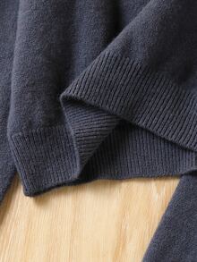 Teenager New Spring/Autumn Daily Wear Bowknot Round Neck Set, Loose Casual Minimalist - Grey - View 4