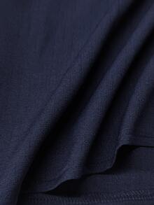 Bytebia Bytebia Women's Casual Notch Neck Long Sleeve Top And Pants 2 Pieces Set - Navy Blue - View 5