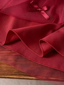 SHEIN Vintaside Kids Baby GirlSweet Dreamy Pink Mesh Dress, Adorned With Cute 3D Bow Decor, Suitable For Outings, Vacations, And Photo Shoots - Burgundy - View 8