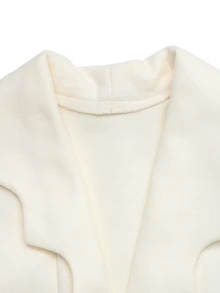LUMIGAL Elegant French Style Women Fall‑Winter White Lace Patchwork Shell Collar Long Sleeve Woolen Coat For Christmas, New Year & Party Occasions - Beige - View 7