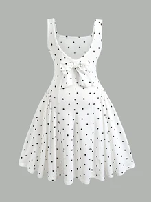 Firerie Kids Firerie Kids Tween Girls Casual Everyday Comfortable Polka Dot Pattern Dress - Black and White - View 2