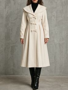 SHEIN Unity 女款純色休閒百搭日常穿搭大衣 - 米色 - 查看 8