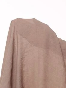 SHEIN Swim Springbreak Women's Pleated Waist Lotus Edge Sheer Beach Maxi Dress With Slits For Summer Beach Vacation - Khaki - View 7
