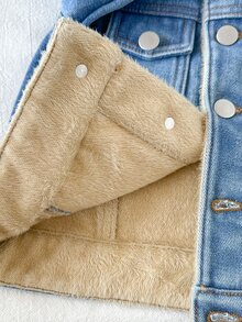 SHEIN Young Boy Fashion Casual Kids Fall/Winter Blue Denim Bottomed Long-Sleeved Jacket - Blue - View 4