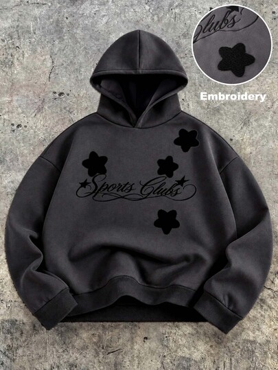 SHEIN Coolqubz Suéter de cuello redondo de punto con estampado pequeño minimalista de estilo callejero para adolescente, tela cómoda, ajuste único, nuevo estilo de otoño e invierno