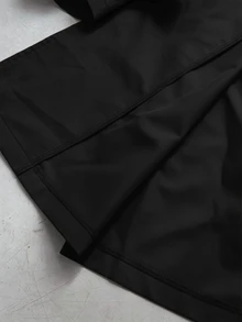 SHEIN PETITE 秋冬優雅設計收腰A字版型長袖風衣 - 黑色 - 查看 9