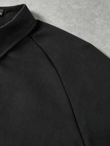 STEELVANCE Men's Cropped Turn-Down Collar Jacket With Aviator Buckle Detail, Snap Button Long Sleeve Casual Streetwear Outerwear - Black - View 4