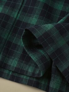 Rusticease Women's Plaid Pattern Elastic Waist Fashion 70s 90s Casual Preppy Long Pants School Lounge Green Plaid Fall Home - Green - View 4