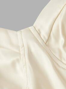 SHEIN MOD Women Plain Spaghetti Strap Ruffle Hem Mini Dress Sexy Sweetheart Neckline Sleeveless Short Slip Dress Cream Color,Lingerie Dress,Elegant - Apricot - View 5
