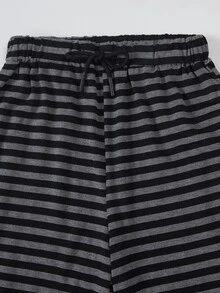 SHEIN 2套女童休閒舒適修身長袖T恤與舒適鬆緊腰寬腿寬鬆長褲 - 黑色 - 查看 8