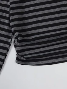SHEIN 2套女童休閒舒適修身長袖T恤與舒適鬆緊腰寬腿寬鬆長褲 - 黑色 - 查看 6