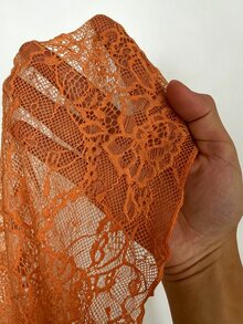 StreetHx Women's Black Lace Top - Burnt Orange - View 7