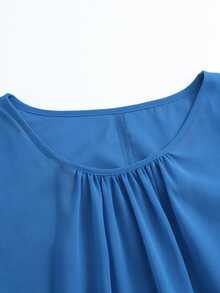 Trelyra Basic H-Line Chiffon Dress Featuring A Round Neck Puff Sleeves And A Ruffled Hem Festival Outfits Brunch Civil Photoshoot Elegant Vacation Fairy Dress - Blue - View 6